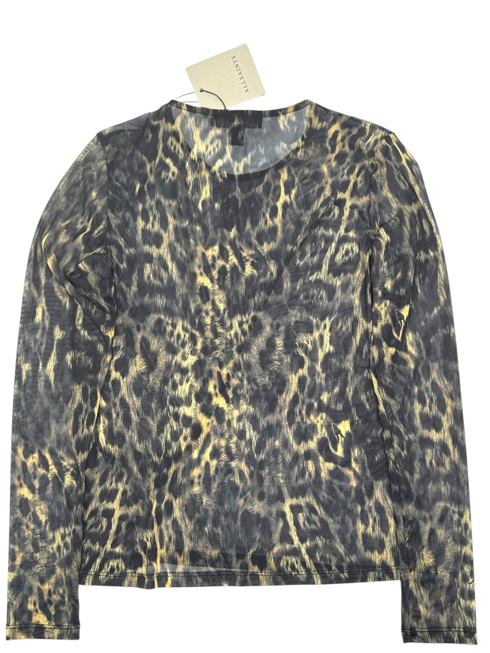 NWT AllSaints Elia Ruched Animal Print Long Sleeve Mesh Blouse Top Size US 6 - Picture 4 of 16
